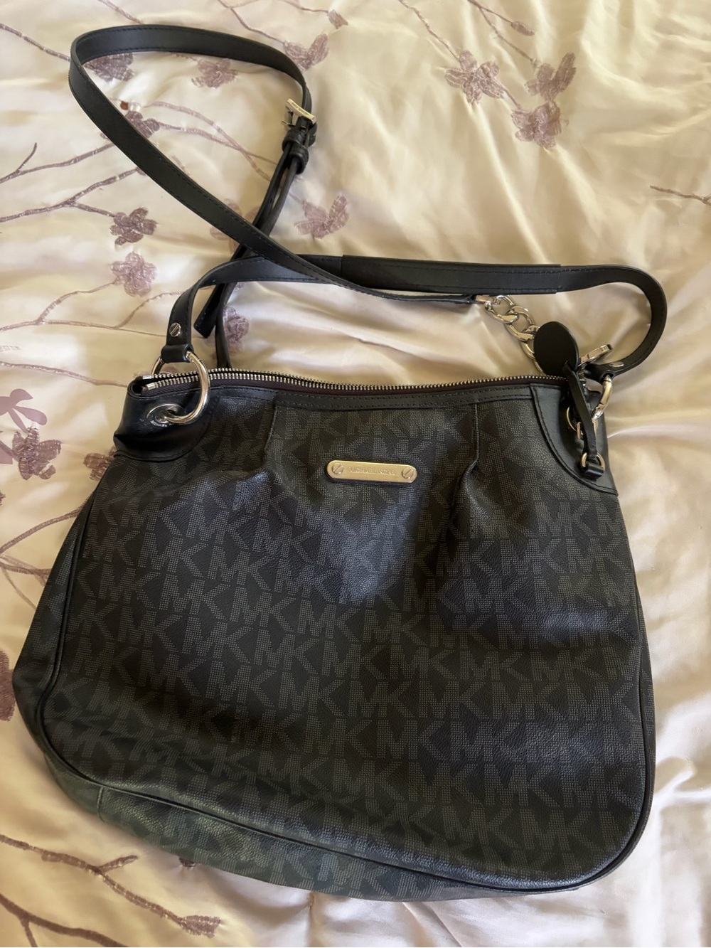 Michael Kors Black Signature MK Monogram Shoulder Bag